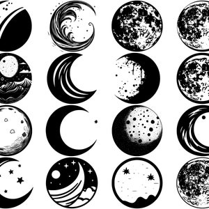 100+ Moon SVG Bundle, Instant Digital Download, PNG, SVG Cut Files
