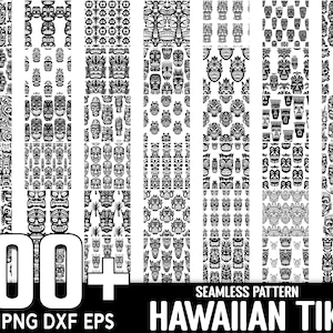 100+ Hawaiianische Tiki Musterdesign SVG Bündel, sofortiger digitaler Download, PNG, SVG-Schnittdateien
