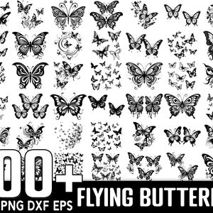 100+ Flying Butterflies SVG Bundle, Instant Digital Download, PNG, SVG Cut Files