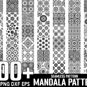 Plus de 100 mandalas motif sans couture SVG Bundle, téléchargement numérique instantané, PNG, fichiers coupés SVG