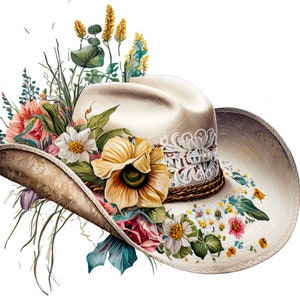 Floral Cowgirl Hat High Quality Cowgirl Hat Png Bundle Set - Etsy
