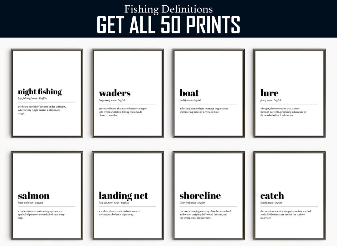Fishing Definitions | 60 Funny Prints | Fisherman Wall Art | Printable ...