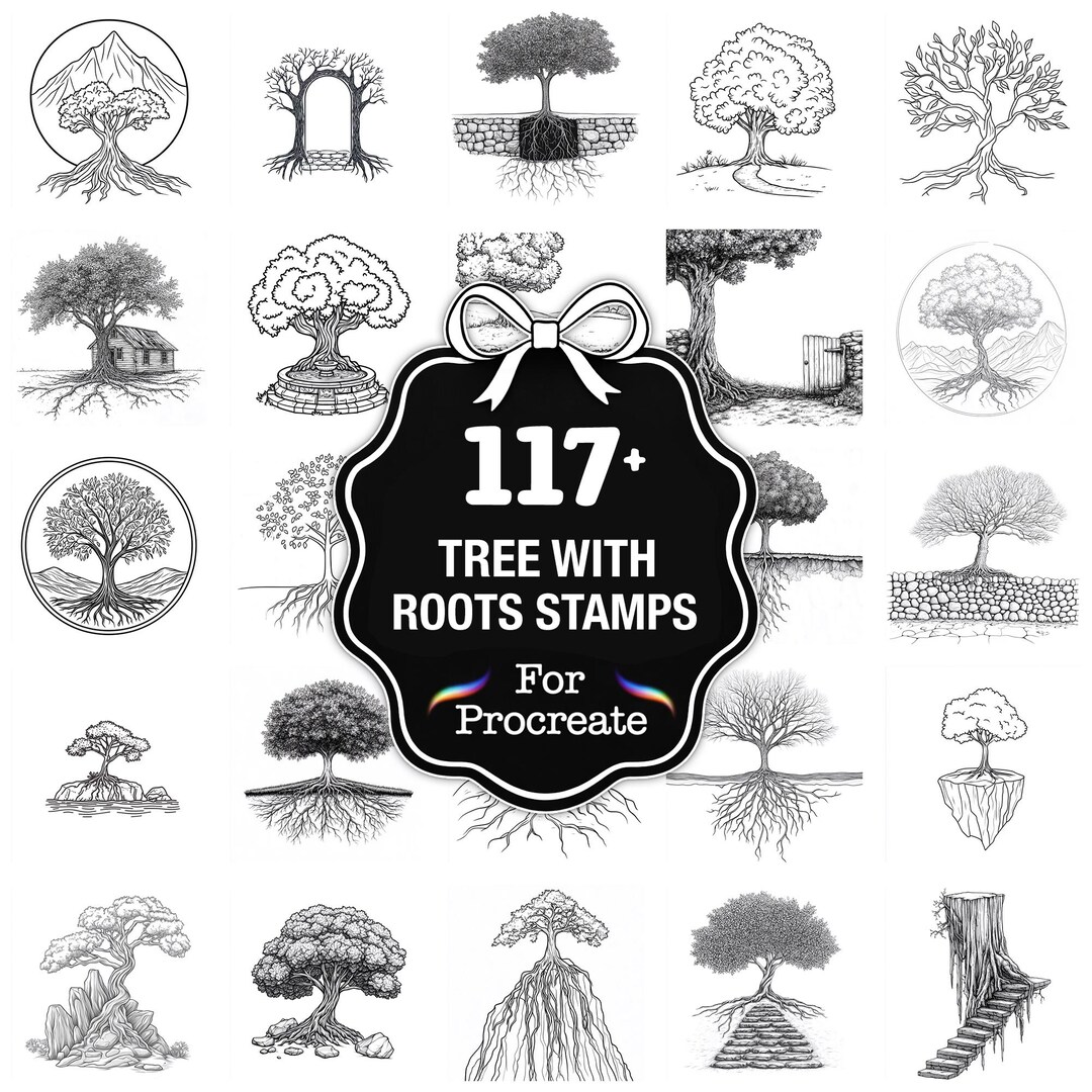 109+ Tree Roots Procreate Stamps, Root Brushes for Procreate, Instant ...