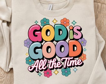 God Is Good PNG: Retro Christian Sublimation Design (Instant Download)