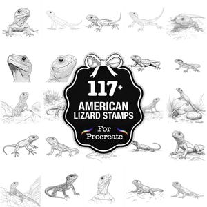 Más de 109 sellos de lagarto americano para Procreate, pinceles de lagarto para Procreate, paquete de reptiles, descarga instantánea