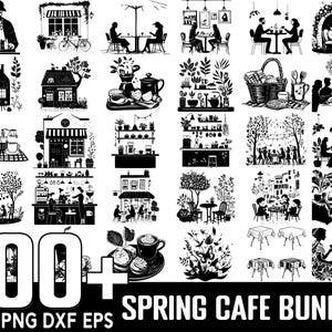100+ Spring Cafe SVG Bundle, Instant Digital Download, PNG, SVG Cut Files