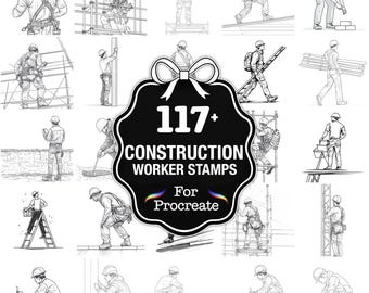 117+ Construction Worker Procreate Stamps, Builder Theme Brushes for Procreate, Instant Download