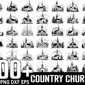 Mais de 100 pacotes SVG Country Chruch, download digital instantâneo, PNG, arquivos SVG cortados