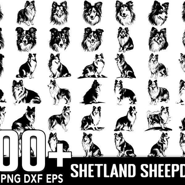 100 Shetland Sheepdog SVG Bundle, sofortiger digitaler Download, PNG, SVG geschnittene Dateien