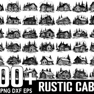 100+ rustieke houten hut SVG-bundel, direct digitaal downloaden, PNG, SVG-bestanden knippen
