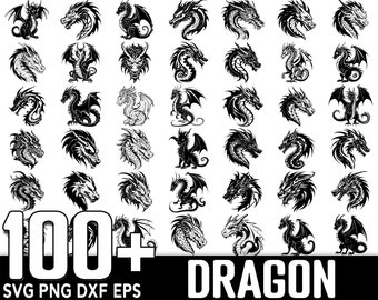 100+ Dragon SVG Bundle, Instant Digital Download, PNG, SVG Cut Files