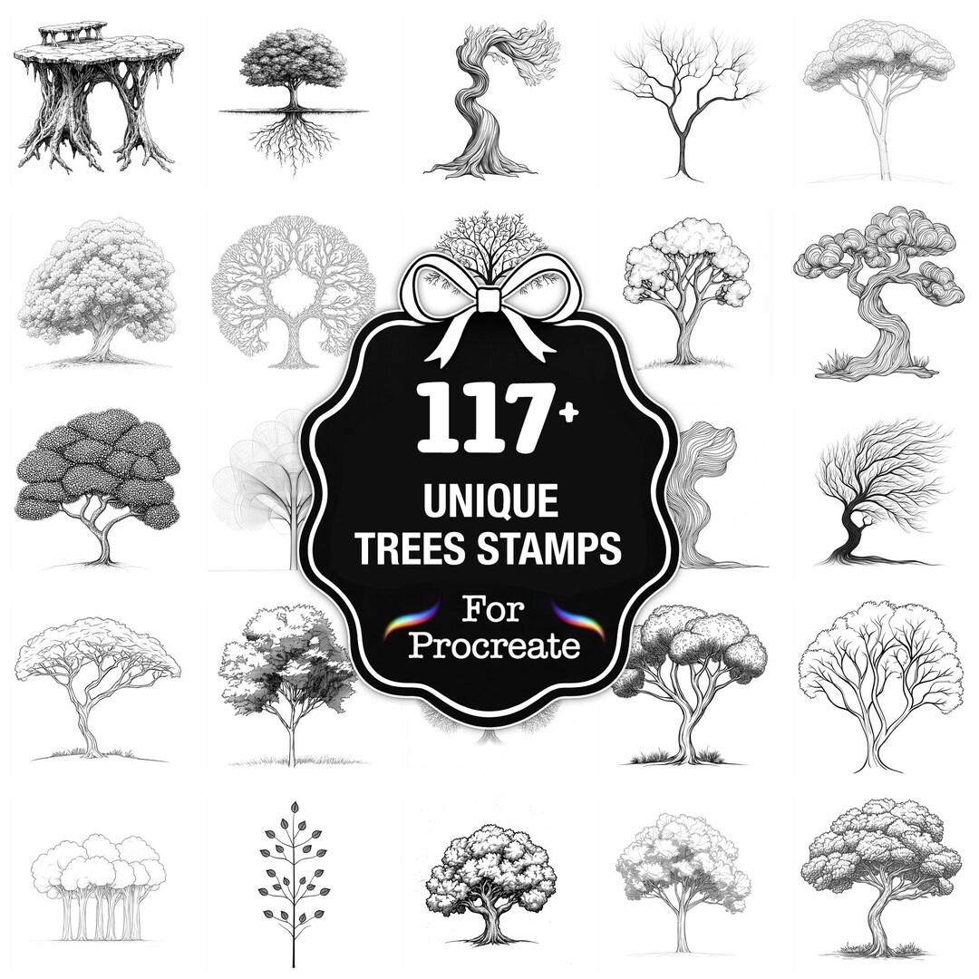 109+ Unique Trees Procreate Stamps, Tree Brushes for Procreate, Instant ...