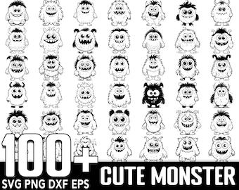 100+ süßes Monster SVG Bundle, sofortiger digitaler Download, PNG, SVG-Schnittdateien