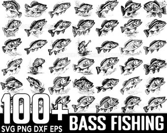 100+ Bass Fishing SVG Bundle, Instant Digital Download, PNG, SVG Cut Files