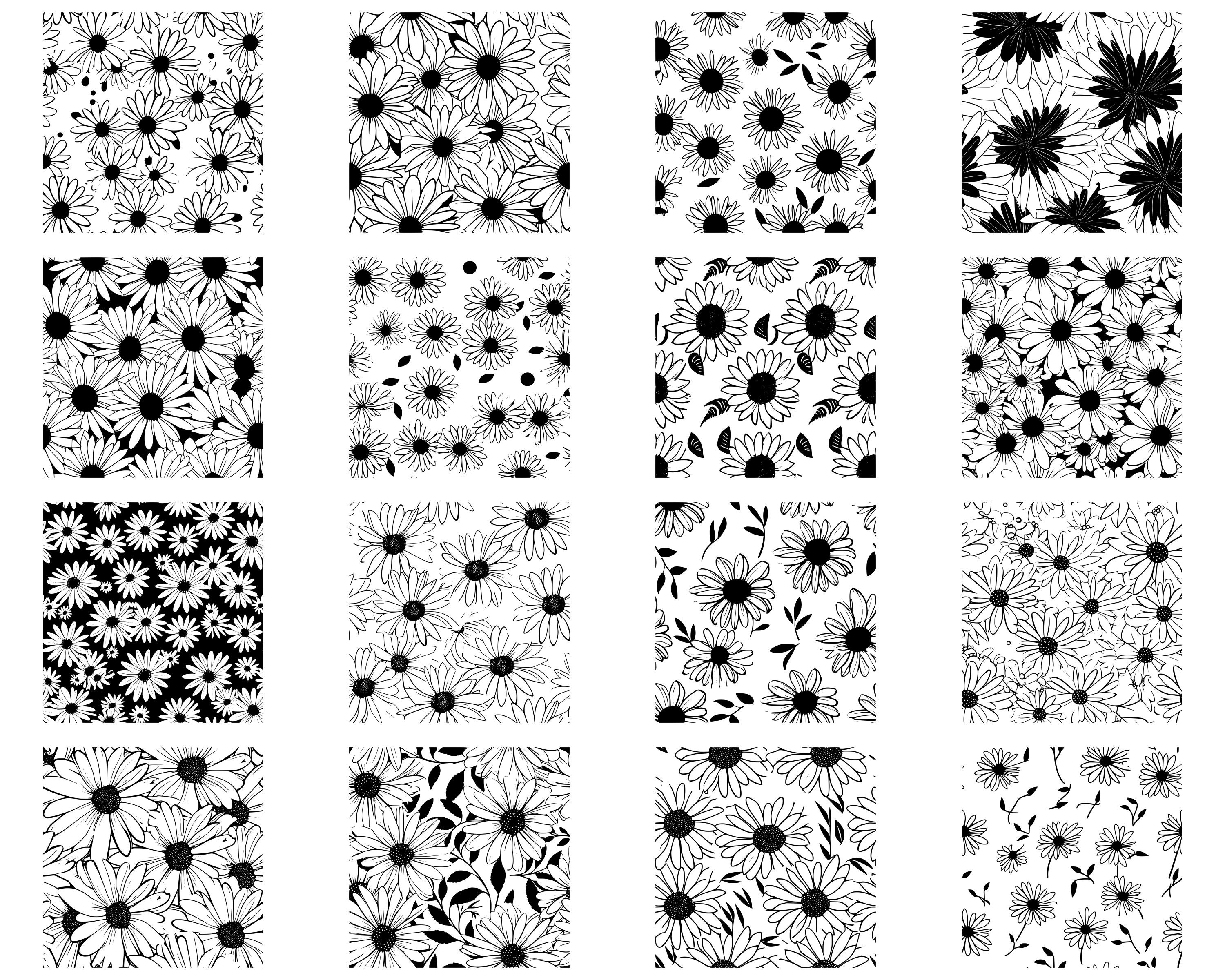 100+ Daisy Flower Seamless Pattern SVG Bundle, Instant Digital Download ...