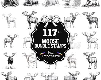 Ponad 109 pieczątek Moose Procreate, pędzli Moose do Procreate, natychmiastowe pobranie cyfrowe