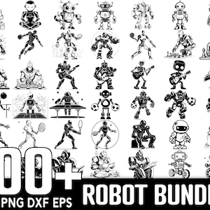 Mais de 100 pacotes de robôs SVG, download digital instantâneo, PNG, arquivos de corte SVG