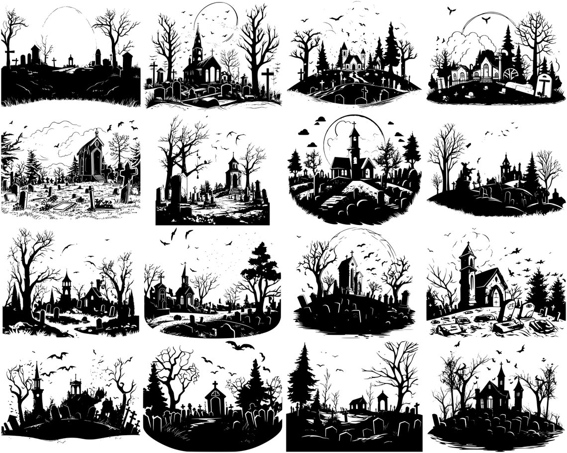 100+ Graveyard SVG Bundle, Instant Digital Download, PNG, SVG Cut Files ...