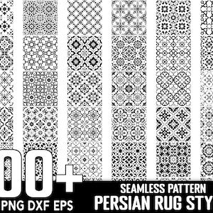 Pacchetto SVG con oltre 100 tappeti persiani Art Seamless Pattern, download digitale istantaneo, PNG, file di taglio SVG