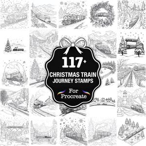 109+ Christmas Train Procreate Stamps, Train PNG Bundle, Instant Download