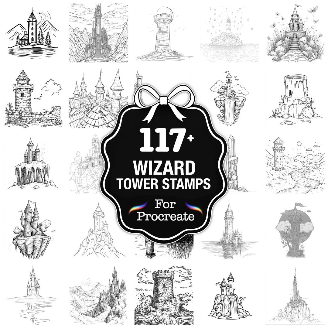 109+ Wizard Tower Procreate Stamps, Fantasy Tower Brushes for Procreate ...