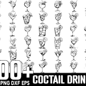 100+ Coctail Alcohol Drinks SVG-bundel, Instant Digitale Download, PNG, SVG Cut-bestanden