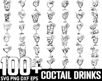 100+ Coctail Alcohol Drinks SVG bundle, Instant Digital Download, PNG, SVG Cut Files