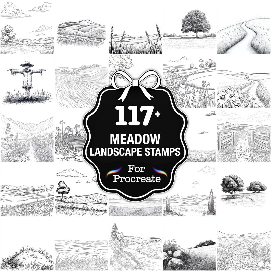 109+ Meadow Landscape Procreate Stamps, Nature Scene Brushes for ...