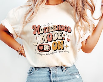 Motherhood Mode On PNG: Retro Mom Life Design (Digital Download)