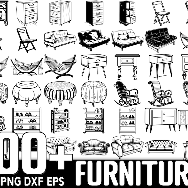 100+ Furniture SVG Bundle, Instant Digital Download, PNG, SVG Cut Files