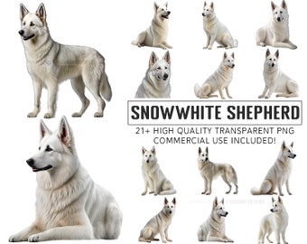 Set of 21, White Shepherd Dog PNG, Dog Png, Premium Quality Bundle, Instant Digital Download