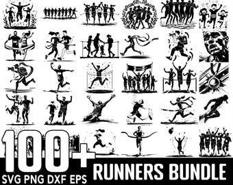 100+ Runners Crossing the Finish Line SVG Bundle, Instant Digital Download, PNG, SVG Cut Files