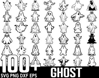 100+ Ghost SVG-bundel, directe digitale download, PNG, gesneden SVG-bestanden