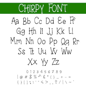 Chirpy Font: una fuente divertida y manuscrita para niños.