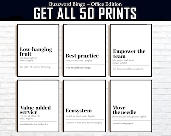 Buzzword Bingo Prints: 50 Funny Office Posters (Digital Download)