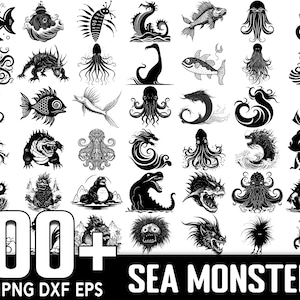 100 + Sea Monster SVG Bundle, sofortiger digitaler Download, PNG, SVG-Schnittdateien