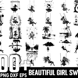 100+ Beautiful Girl Swing SVG Bundle, download digitale istantaneo, PNG, file di taglio SVG
