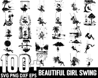 Paquete SVG de Chica en Columpio: Más de 100 diseños originales (descarga digital)