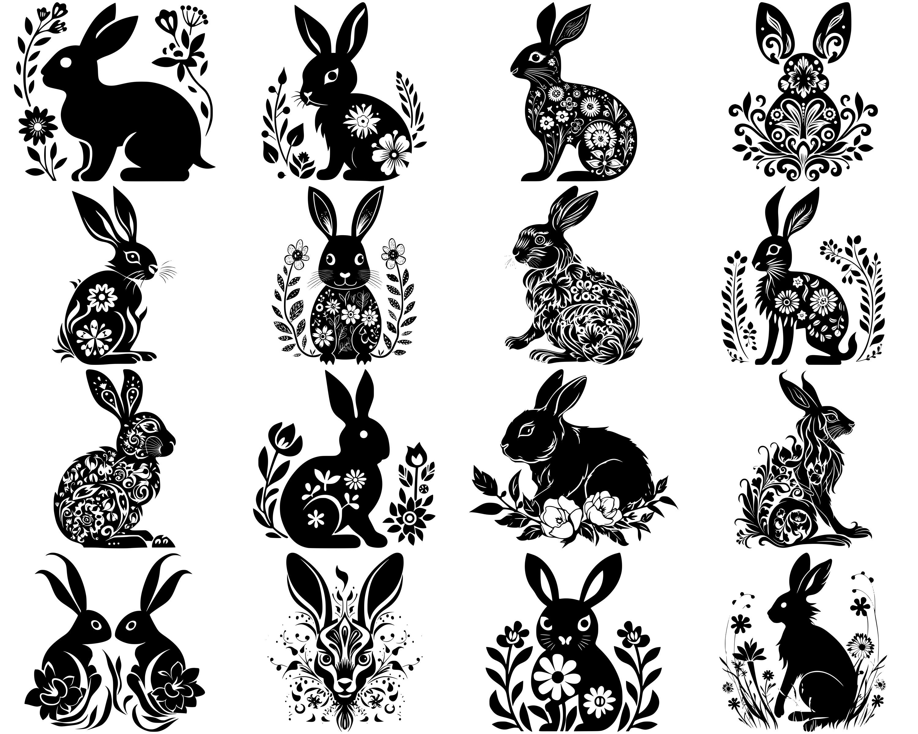 100+ Floral Rabit SVG Bundle, Instant Digital Download, PNG, SVG Cut ...