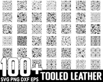 100+ Tooled Leather SVG Bundle, Instant Digital Download, PNG, SVG Cut Files