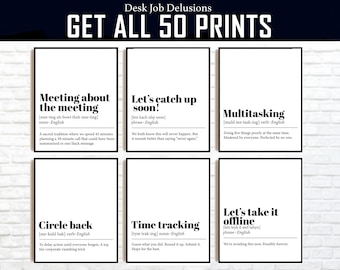 Impressões com definições engraçadas para o escritório: Humor sarcástico no trabalho (Download digital)
