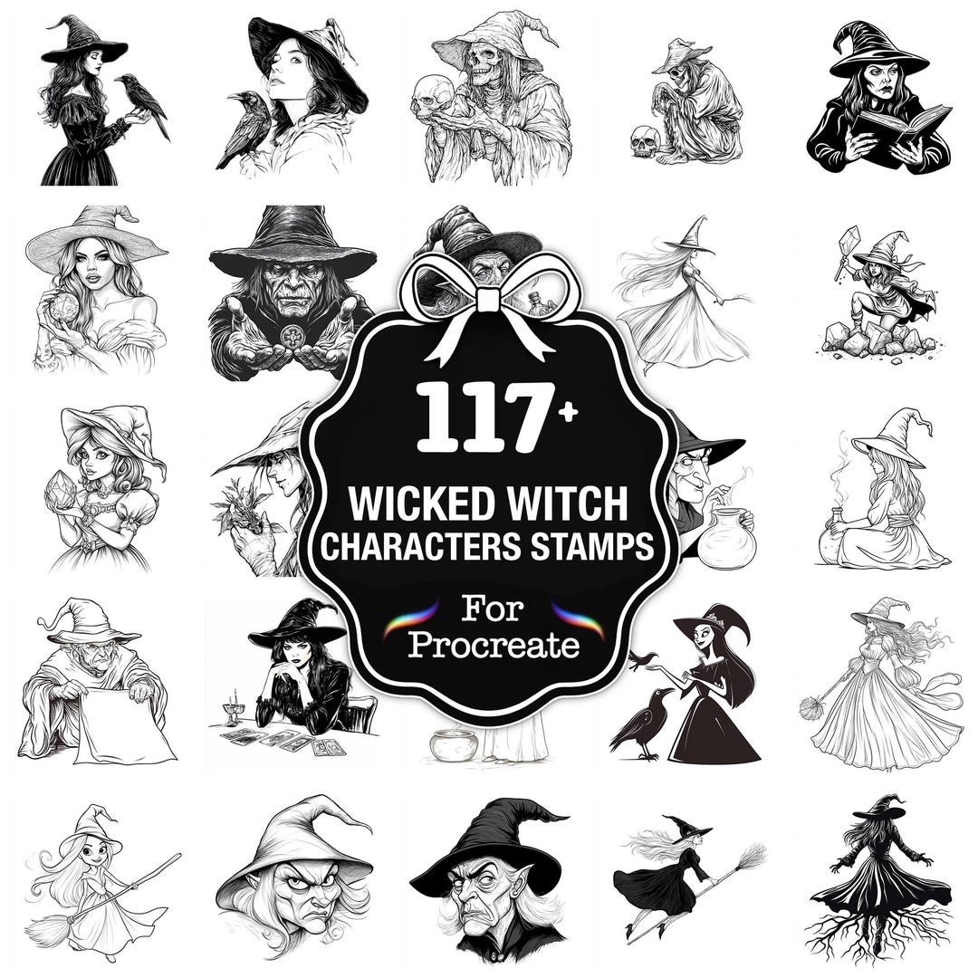109+ Wicked Witch Procreate Stamps, Witch Brushes for Procreate ...