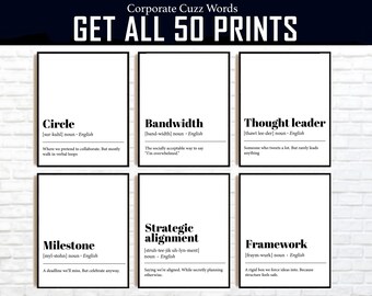 Funny Office Lingo Prints: Sarcastic Corporate Cuzz Words (Digital Download)