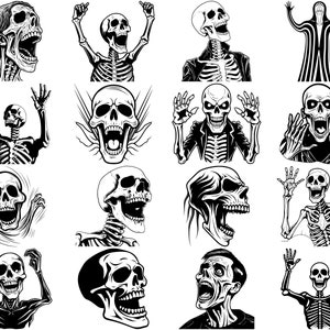 100+ Scream Skeleton SVG Bundle, Instant Digital Download, PNG, SVG Cut Files