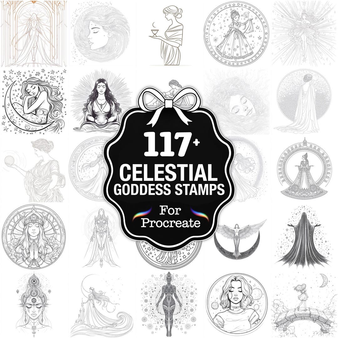 117+ Celestial Goddess Procreate Stamps, Mystic Goddess Brushes for ...
