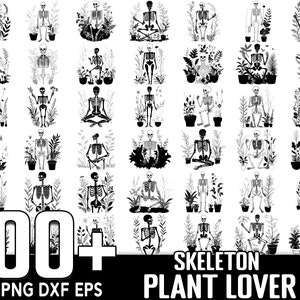 100+ Skelett Pflanzenliebhaber SVG Bundle, sofortiger digitaler Download, PNG, SVG-Schnittdateien