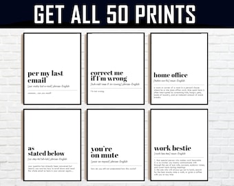 Office Wall Art Set | 50 PRINTABLES | Home Office Decor | Mega Bundle | Work From Home Art Prints | Definition Prints | Office Wall Decor