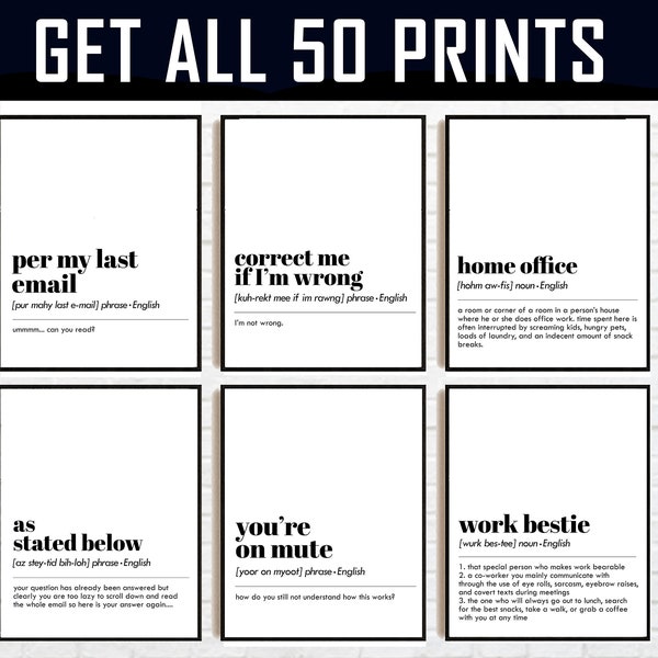 Home Office Definition Prints: Mega Set of 50 (Digital Download)