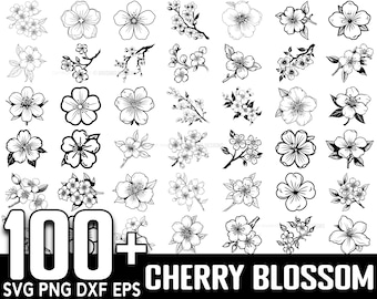 100+ Kirschblüten SVG Bundle, sofortiger digitaler Download, PNG, SVG geschnittene Dateien