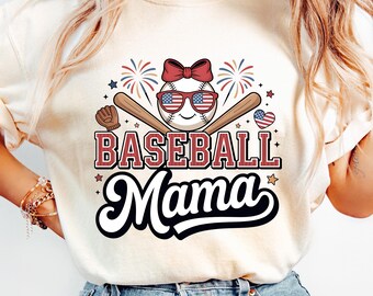 Baseball Mama PNG: Patriotic Sunglasses, 4th of July Clipart (Digital Download)